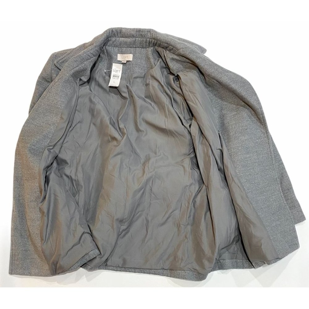 NWT Ann Taylor LOFT Coat Sz MEDIUM Gray Belt Pockets - Picture 3 of 5